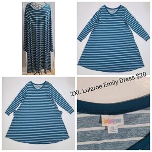 LuLaRoe Teal Striped Women Dress